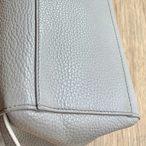 $450 TORY BURCH Thea Mini Pebble Leather Backpack Purse French Gray Tassels EUC - Picture 11 of 13